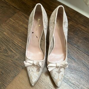 Womens Kate Spade Lace Pointed Toe Heeled Pumps